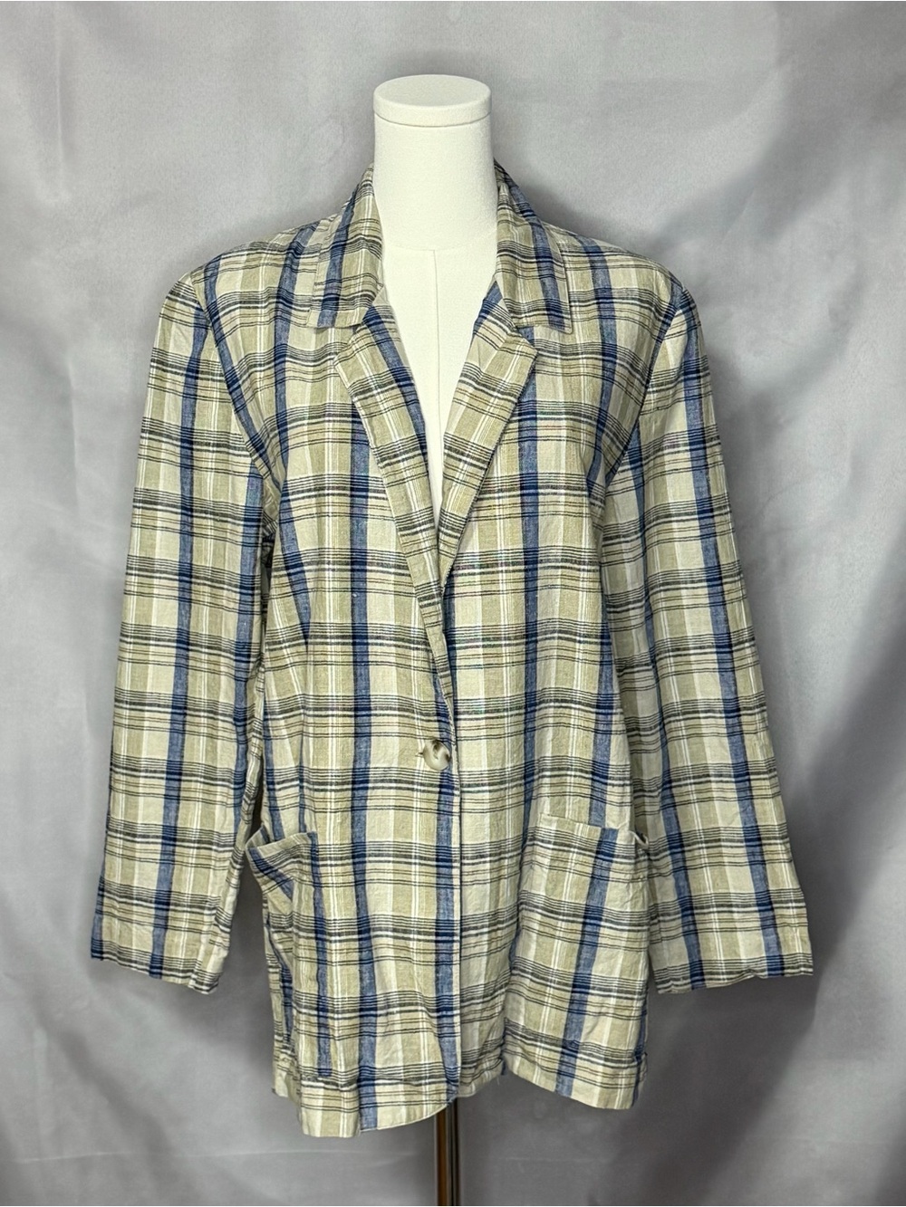 Basic Editions Plaid Blazer Jacket 90s Vintage